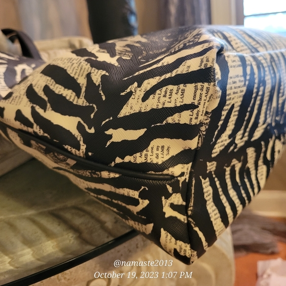 L.A.M.B. by Gwen Stefani Zebra Print Newsprint Tote Luxury Designer Bag #604 - Picture 8 of 15